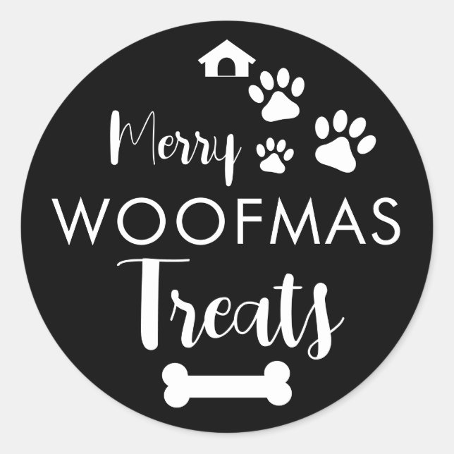 Sticker Rond Doggy Christmas Present, pooch, Custom Dog Biscuit (Devant)