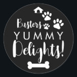 Sticker Rond Doggy Christmas Present, pooch, Custom Dog Biscuit<br><div class="desc">Conçu par The Arty Apples Limited</div>