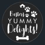 Sticker Rond Doggy Christmas Present, pooch, Custom Dog Biscuit<br><div class="desc">Conçu par The Arty Apples Limited</div>