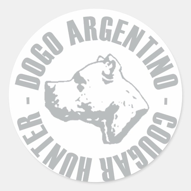 STICKER ROND DOGO ARGENTINO COUGAR HUNTER (Devant)