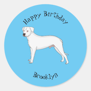 Sticker Rond Dogo argentino dessin animé pour chien