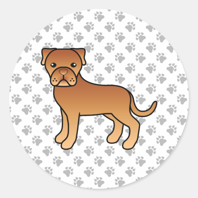 Sticker Rond Dogue De Bordeaux Chien De Dessin Animé Mignon (Devant)
