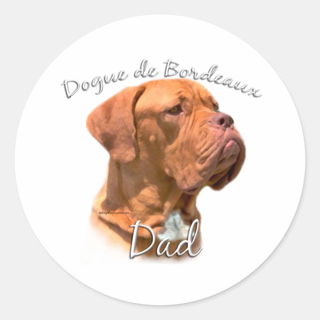 Sticker Rond Dogue de Bordeaux Papa 2 (Devant)
