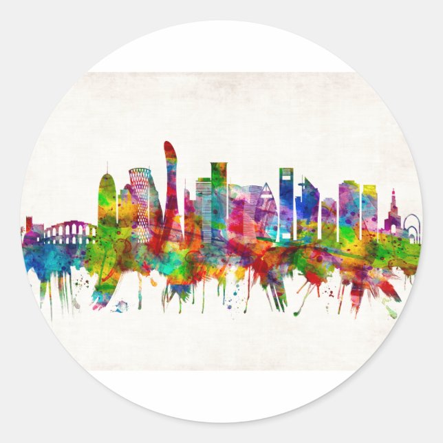 Sticker Rond Doha Qatar Skyline (Devant)