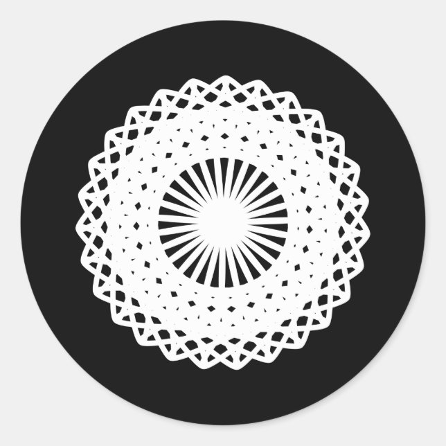 Sticker Rond Doily. Image en dentelle blanche. (Devant)