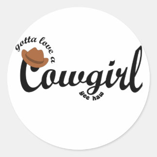 Sticker Rond doit aimer la cowgirl yeehaw