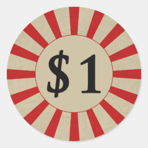 Sticker Rond (dollar) prix à payer $1 brillant rond