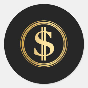 Sticker Rond Dollar Signe Doré D.o.g.e. 4 Juillet