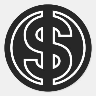 Sticker Rond Dollar Symbole monnaie en cercle noir