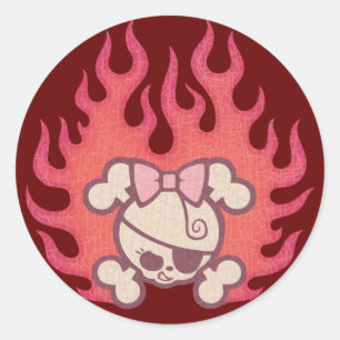 Sticker Rond Dolly Flames