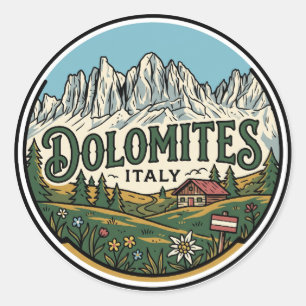Sticker Rond Dolomites Italie
