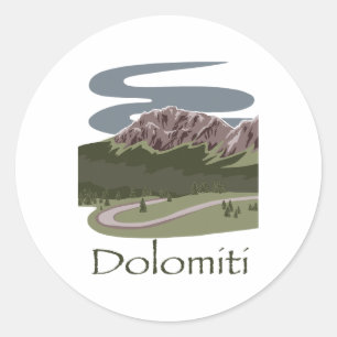 Sticker Rond Dolomites italiennes Randonnée Conception Voyage L