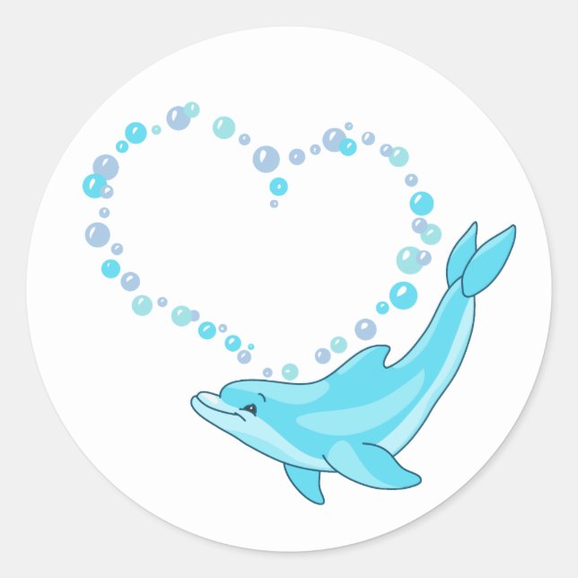 Sticker Rond Dolphin Heart (Devant)