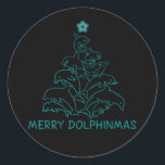 Sticker Rond Dolphin Lover Venin | Dolphin Merry Christmas Tree<br><div class="desc">Dolphin Lover Venin | Dolphin Merry Christmas Tree</div>