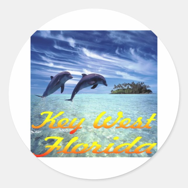 Sticker Rond Dolphins Key West Florida (Devant)