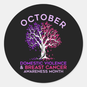 Sticker Rond Domestic Violence And Breast Cancer Awareness Mont