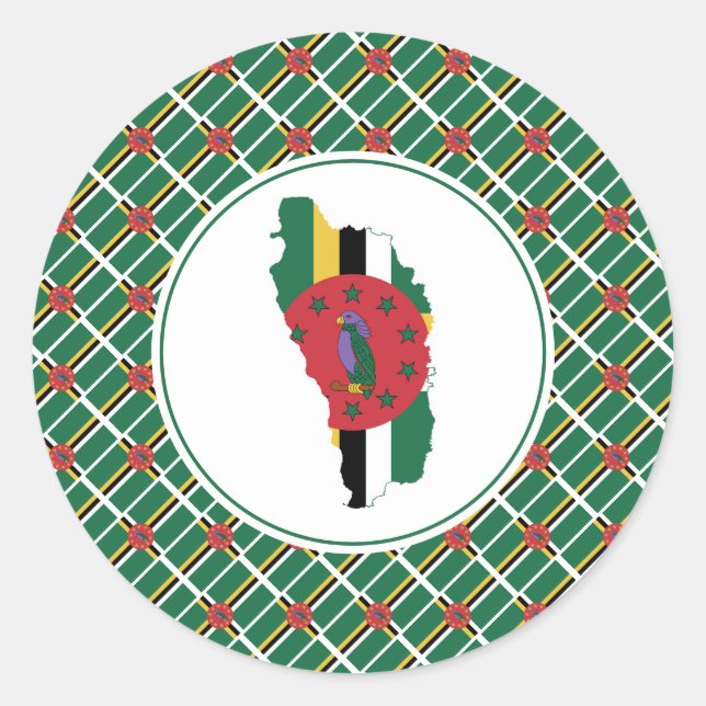 Sticker Rond DOMINICA DRAPEAU Dominicain Carte Patriotique élég (Devant)