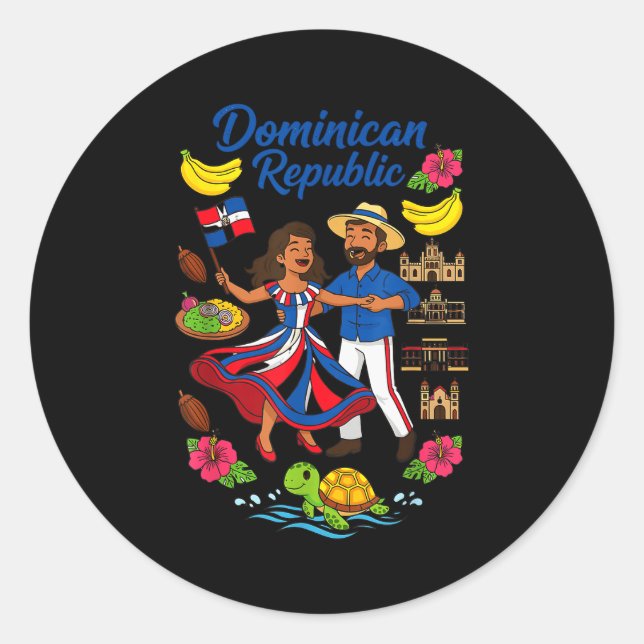 Sticker Rond Dominican Republic Culture Dancing Travel  (Devant)