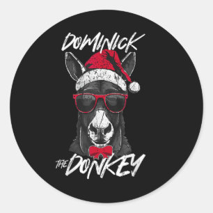 Sticker Rond Dominick L'âne Noël drôle