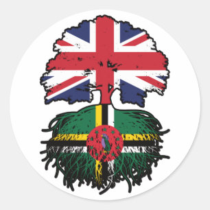 Sticker Rond Dominique Dominicain Britannique Drapeau des racin