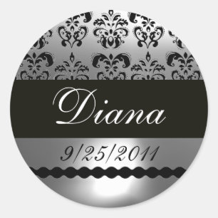 STICKER ROND DOMMASQUE BLACK WHITE GRAY