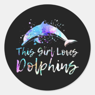 Sticker Rond don amant dauphin cette fille aime les dauphins