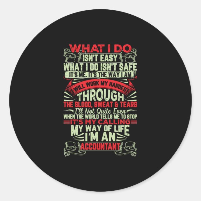 Sticker Rond Don comptable | Mon Mode De Vie Je Suis Comptable (Devant)
