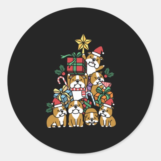 Sticker Rond Don de chien | Christmas Tree English Chien de tau (Devant)