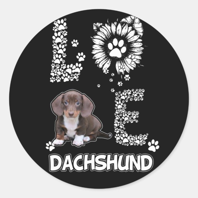 Sticker Rond Don de chien | Dachshund Lovely Flower (Devant)