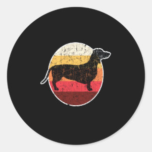 Sticker Rond Don de chien Dachshund Simple Nice
