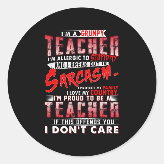 Sticker Rond Don de l'enseignant | Je suis un enseignant grinch (Devant)