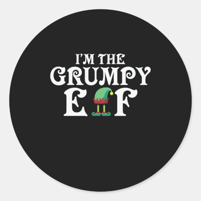 Sticker Rond Don de Noël Je suis l'elfe grincheux (Devant)