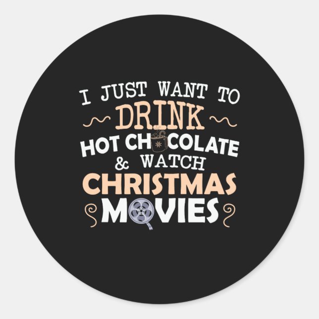Sticker Rond Don De Noël Je Veux Juste Boire (Devant)