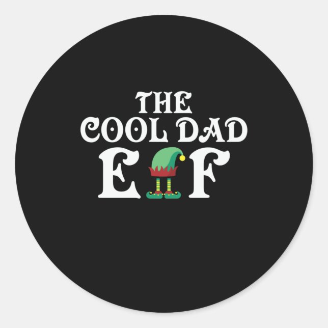 Sticker Rond Don de Noël Le Cool Papa Elf (Devant)