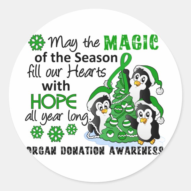 Sticker Rond Don d'organes de pingouins de Noël (Devant)