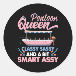 Sticker Rond Don Pontoon Queen pour Pontoon Bateau Maman Femmes