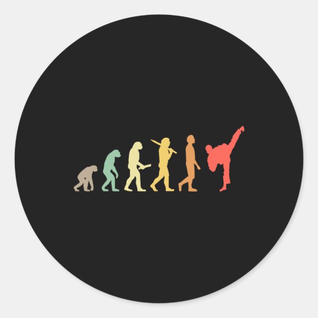 Sticker Rond Don Retro Karate Evolution Pour Karateka (Devant)