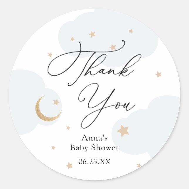 Sticker Rond Don sur le Baby shower de la lune (Devant)