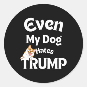 Sticker Rond Donald déteste le chien Tee - shirt anti-Trump
