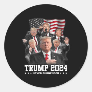 Sticker Rond Donald J Trump 2024 ne se rend jamais