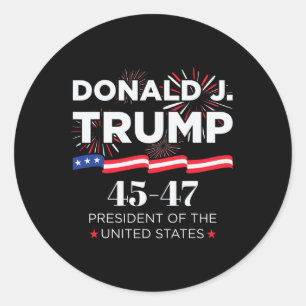 Sticker Rond Donald J. Trump 45 47 Jour de l'investiture du pré