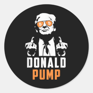 Sticker Rond Donald Pump Bitcoin drôle Trump 2024 Crypto