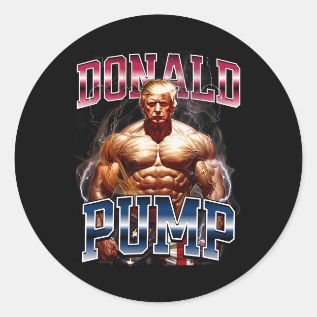 Sticker Rond Donald Pump Mème drôle (Devant)