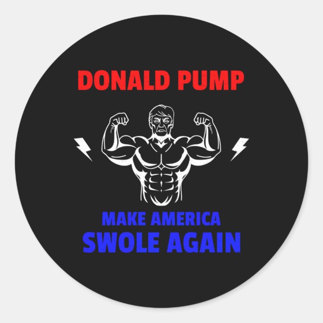 Sticker Rond Donald Pump Rend L'Amérique Ravie Pour Avoir Levé (Devant)