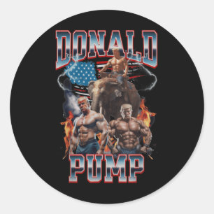 Sticker Rond Donald Pump Trump Gym Pump Couverture de pompe
