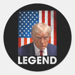 Sticker Rond Donald Trump 2024 Président Légende Drapeau améric