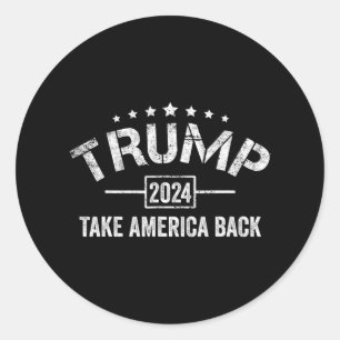 Sticker Rond Donald Trump 2024 Reprendre l'Amérique 4 juillet E