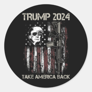 Sticker Rond Donald Trump 2024 Reprendre l'Amérique Drapeau amé