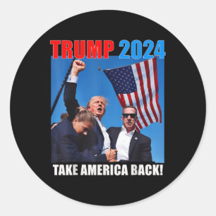 Sticker Rond Donald Trump 2024 Reprendre le drapeau américain à