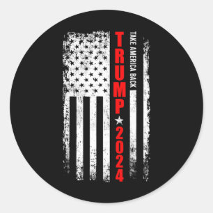 Sticker Rond Donald Trump 2024 Reprendre le drapeau américain à